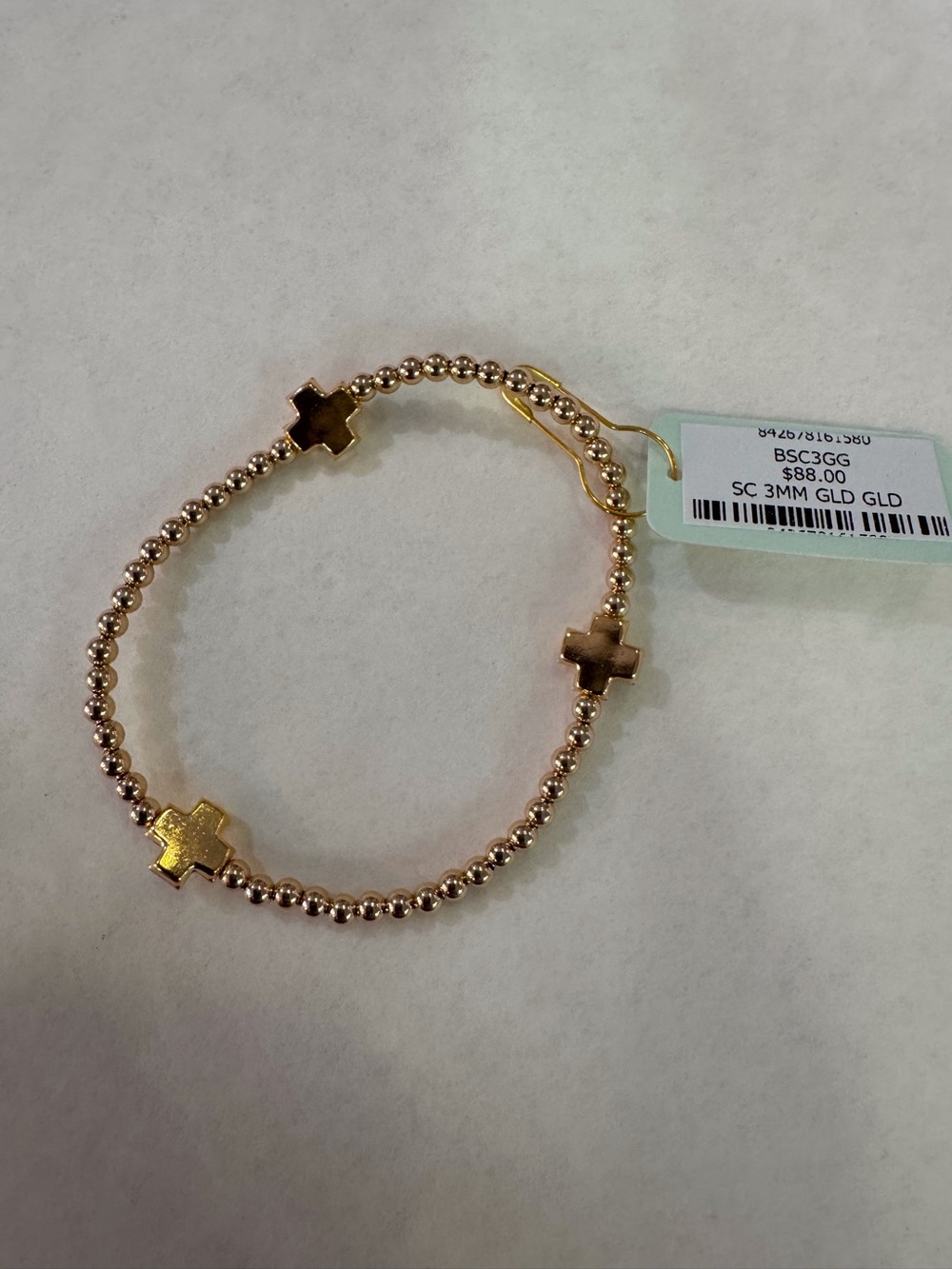 Enewton 3 MM Gold Cross Bracelet w bag NWT